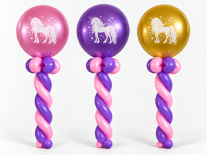 Unicorn Printed Balloon Wand Toppers – 75 Count Assorted Colors (5–7 Inch)